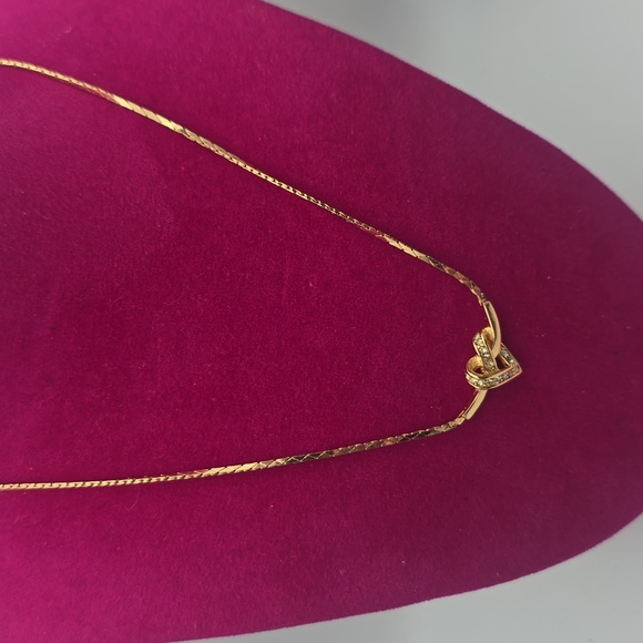 Christian Dior Heart Silver Rhinestones Gold Plated Pendant Necklace (EUC)✨️🖤✨️ - Picture 3 of 10